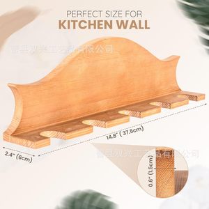 Wooden <b>Spice</b> <b>Rack</b> Wall Mounted <b>For</b> Kitchen Storage With Glass <b>Jars</b> And Labels - Product Image 3