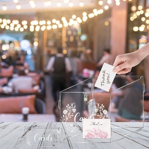 Scatola per biglietti di nozze in acrilico con serratura per decorazioni di ricevimenti, salvadanaio, urna elettorale, ricordo di laurea, bomboniera - Product Image 4