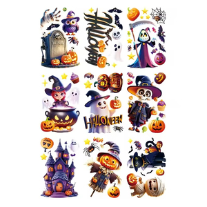 Autocollants décoratifs créatifs d'Halloween personnalisés Citrouille Statique pour fenêtre Décoration de fenêtre Déguisements de fantômes Autocollants pour vitres - Product Image 3