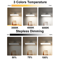 Lumière LED magnétique pour armoire, rechargeable par USB, à intensité variable, avec détecteur de mouvement, éclairage sous l'armoire, 3 températures de couleur