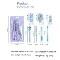 Lot de papeterie 7-en-1 pour enfants : ruban correcteur, stylo gel, trousse portable pour étudiants, idéal comme cadeau scolaire