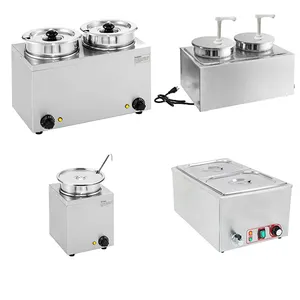 Restaurant Kitchen Equipment Stainless Steel Fast Food Counter Top Electric Hot Sauce Warmer Dispenser