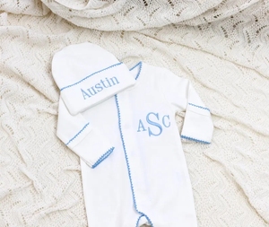 Kaiyue Custom Personalized 2pcs Long Sleeve <strong>Baby</strong> Romper Hat Embroidered Blank Cotton Sleeper for Fall <strong>Winter</strong> Spring <strong>Baby</strong> <strong>Clothes</strong> - Product Image 1