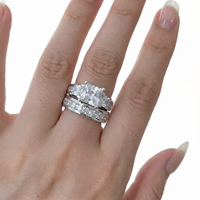 QX 925 Sterling Silber Ring für Damen, Zirkonia, Prinzessinnenschliff, Verlobungsring-Set, Ehering, Brautschmuck, Geschenk