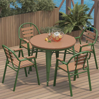 Ensemble table et chaises d'extérieur en bambou, style minimaliste moderne, pour patios, terrasses, cafés/boutiques de thé ; design mobile