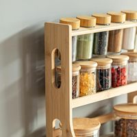 Bocaux en verre 280 ml avec couvercles en bambou et cuillères – Style moderne et luxueux, couvercles sans trou – Rangement café, accessoires de cuisine, rangement pour fêtes