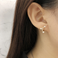 Accessoires de bijoux fins Boucles d'oreilles en perles Boucles d'oreilles en argent sterling 925 Zircon Pave Circle Pearl Hoop Boucles d'oreilles