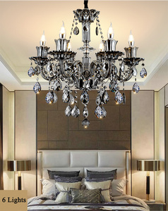 Lustre Moderne de Salon, Chandelier Cristal de Luxe pour Hôtels et Villas, Suspensions en <span class=keywords><strong>Verre</strong></span> Gris <span class=keywords><strong>Fumé</strong></span>, Éclairage Suspendu de Salon – Direct Usine - Product Image 5