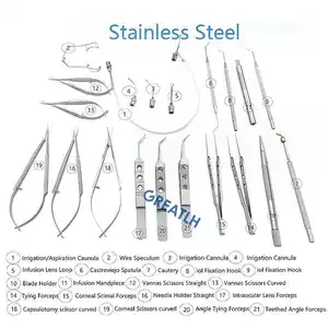 Ophthalmic 21pcs Stainless Steel Cataract Surgical Kit Microsurgery Instrument Set Cataract Ophthalmic Equipment Set