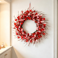 Couronne en métal artisanale pour la Saint-Valentin et Thanksgiving, motif cœur, décoration de mariage, décoration de porte, décoration de fête à domicile