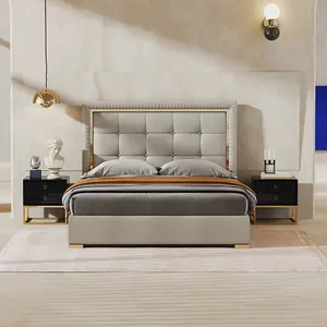 Роскошные современные дизайнерские мягкие кровати с отверстиями, Королевский матрас большого размера с деревянным ящиком для хранения, картины дизайнерских кровати