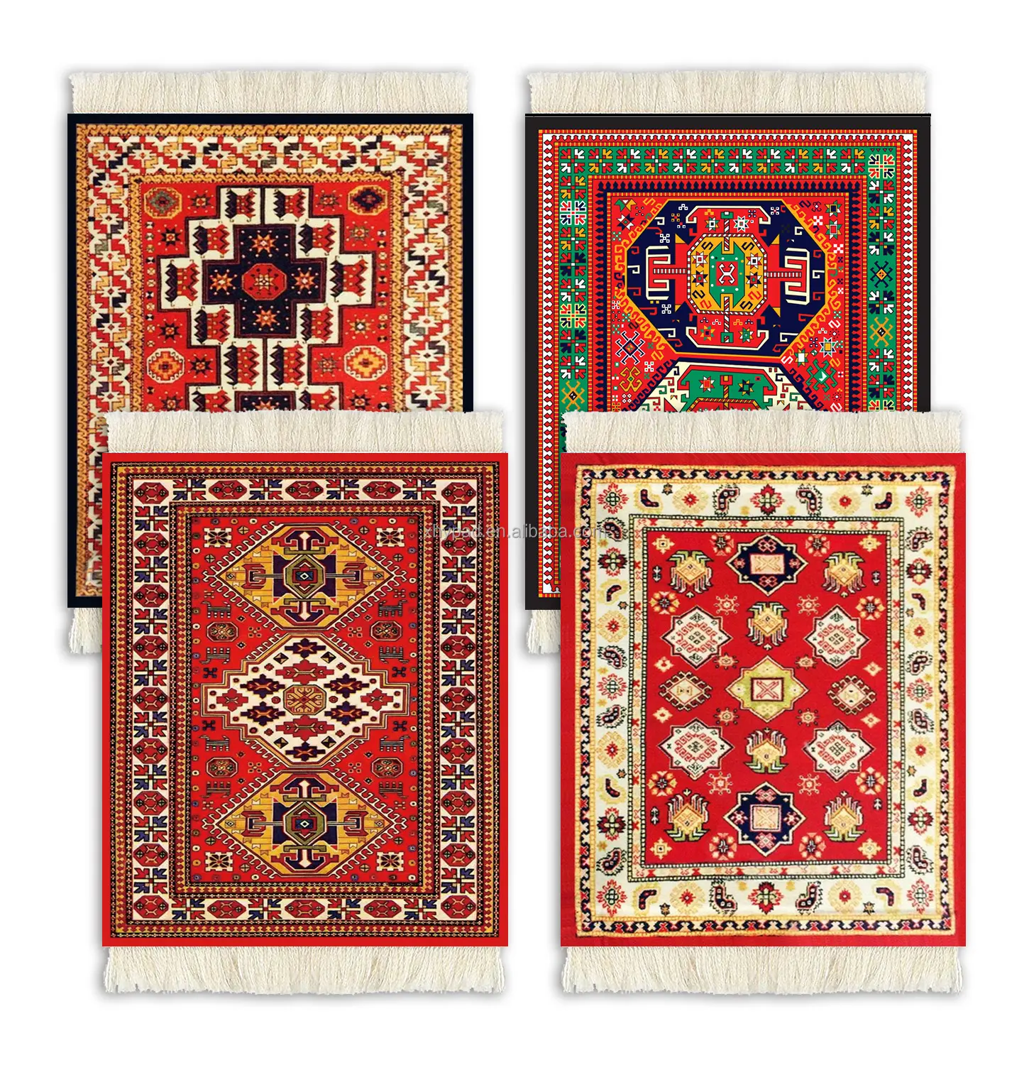 4pcs Vintage Mini Carpet Mouse Pad and Oriental Coasters Funny Mousepad Floral Persian Rug Style Desk Mat Coasters