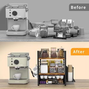 Organizador de Estación de Café Oniya de <span class=keywords><strong>4</strong></span> Niveles con Cajón para Almacenamiento de Cápsulas <span class=keywords><strong>K</strong></span> y Portavasos para Barra de Café en la Encimera - Product Image 6