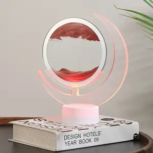 Акриловая 3D лампа с движущимся песком, цветная передвижная декоративная лампа с USB-разъемом, художественная Настольная лампа для дома и офиса