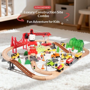 Juego de <span class=keywords><strong>Tren</strong></span> de Madera de 91 Piezas, Escala 1:5, Construcción de Lujo, Rompecabezas de Ensamblaje para Bebés y Niños Pequeños - Product Image 3