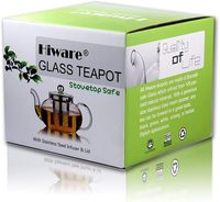 Théière en verre borosilicate 50OZ/1500ML avec infuseur amovible, compatible cuisinière et micro-ondes, bouilloire transparente pour thé en vrac