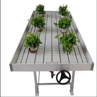 Système de culture hydroponique Table d'inondation de lit de semence de pépinière cadre en aluminium plateau de serre Bancs roulants à flux et reflux