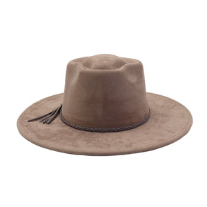 Nuevo Sombrero Fedora de Ala Ancha de Terciopelo Sintético con Diseño de Flecha y Borlas, Estilo Pasarela de Moda, 100% Transfronterizo - Product Image 3
