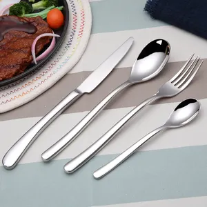 High Reusable Stainless Steel Tableware Set Moonshine Series Cutlery Restaurants Custom Engraved 5 Pcs Laser Customizable