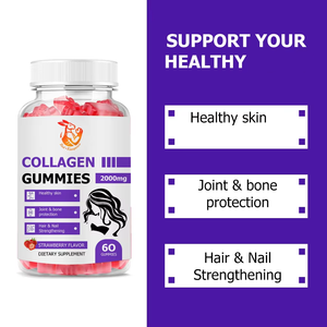 OEM ODM Adult Strawberry Cream Flavor Hydrolyzed Collagen Gummies Biotin Zinc Vitamin D3 Complex for Hair and Nails - Product Image 2
