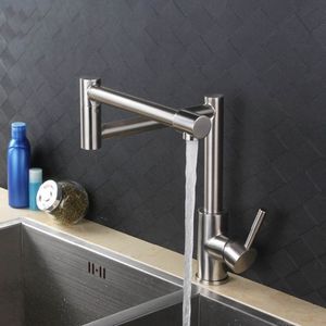 Grifo de cocina moderno de acero inoxidable 304, monomando, montado en el encimera, giratorio 360 grados, universal para fregadero de verduras y lavavajillas - Product Image 1