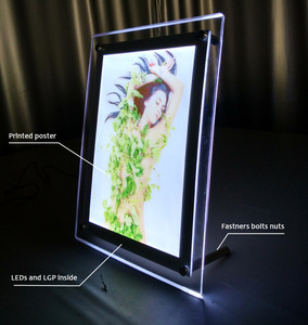 Advertising Led Light Box Sign Menu Board Backlit Photo Frame LED crystal Slim Sign Acrylic LED Milk Tea Shop 10mm 1-3 Years