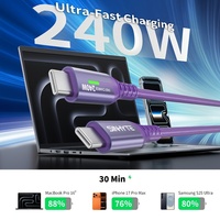 Cable USB C a USB C de 240W, PD 3.1, Carga Rápida, Trenzado, con Indicador LED, 1M 1.5M 2M, para Laptop, Smartphone, Tablet