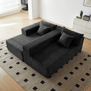 Canapé d'angle modulaire moderne en tissu flanelle Sherpa en forme de L, trois places, sans accoudoirs, avec coussins, pour appartement, villa, salon - Product Image 3