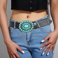 Sabuk Denim Retro Bohemian Lintas Batas untuk Wanita Pria dengan Gesper Plat Logam, Panjang 105-125cm, Stok Pabrik