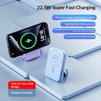 Nouvelle Banque d'alimentation portable 3-en-1 en plastique avec chargeur magnétique sans fil pour montre et écouteurs, câble intégré et support de charge ultra-rapide