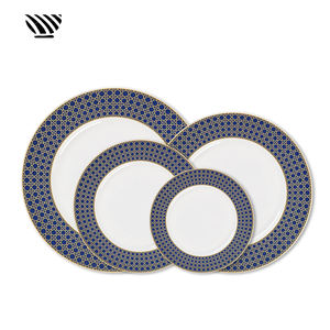 Juego <span class=keywords><strong>de</strong></span> Platos <span class=keywords><strong>de</strong></span> Porcelana China con Incrustaciones Doradas <span class=keywords><strong>y</strong></span> Cuadrícula Azul Oriental Tradicional, Platos Ecológicos Hechos a Mano para Cenar <span class=keywords><strong>y</strong></span> Regalar - Product Image 6