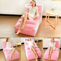 Portable Eco Floqué Pvc S Forme Inclinable Rose Camping En Plein Air Blow Up Amour Bateau Coin Gonflable Canapé Canapé Chaise Lit