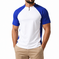 Haut de sport pour homme à col montant, manches courtes, demi-zip, color block, personnalisable OEM, séchage rapide, respirant, pour la course, la gym et le fitness