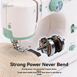 <span class=keywords><strong>Machine</strong></span> à <span class=keywords><strong>coudre</strong></span> portable domestique à double aiguille avec 9 réglages de <span class=keywords><strong>tension</strong></span> et pédale pour le denim et les projets DIY - Product Image 3