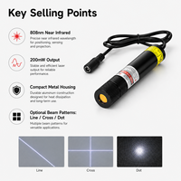 Nouveau module laser infrarouge ZhonNa 808nm 200mW - Capteur de positionnement interactif de projection nocturne infrarouge proche pour visée et pointage