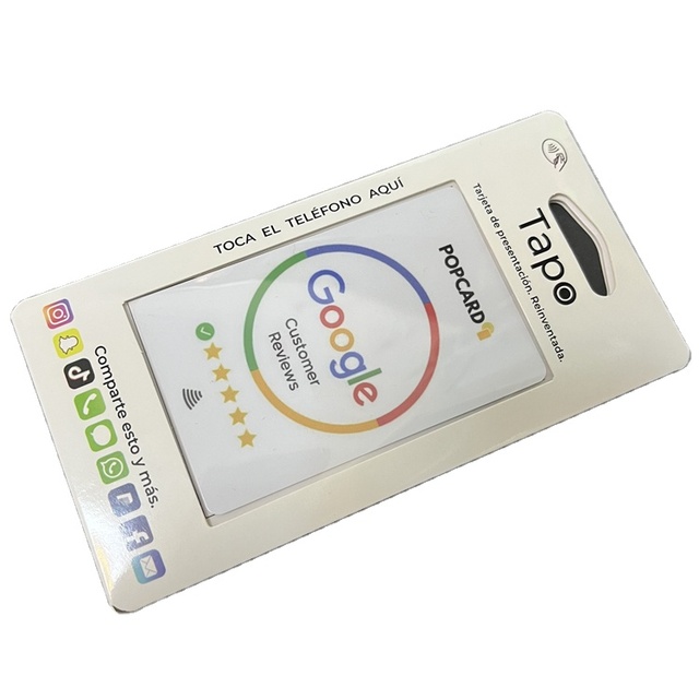PVC NFC Review Card 13.56MHz Programmable Mini Tag With Google Review Link for Business Feedback
