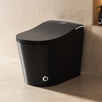 WC intelligent automatique haut de gamme noir avec siphon en P, à poser au sol, style moderne, sanitaires intelligents pour salle de bain
