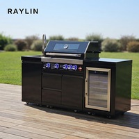 Cuisine extérieure complète en acier inoxydable 304 noir, étanche, avec grilles modulaires portables pour barbecue, cuisines de jardin en acier inoxydable