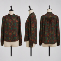 Service OEM en gros, Chemise en soie Gambiered 100% Soie de Mûrier, Col Montant, Boutons Grenouille, Manches Longues, Teinte Naturelle, Personnalisée