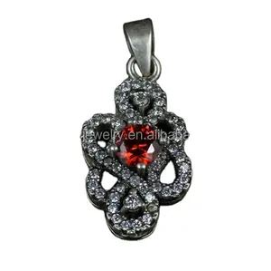 Pave Setting Red Gamet Pendant Sterling Silver Pendant Jewelry Supplier Pendants