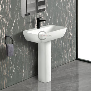 Lavabo de Cerámica Europeo con Acabado de Alto Brillo, Nuevo Lavabo de Columna, Fácil de Limpiar, Cerámica No Porosa para Baño Familiar - Product Image 1
