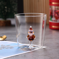Tasse à thé en verre borosilicate de haute qualité de 350 ml, personnalisable en gros, tasse à café résistante à la chaleur, verres à ornement 3D style Noël, cadeau