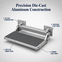 Marchepied pliable portable pour camping-car en aluminium moulé sous pression, antidérapant, robuste, pour caravane, remorque, escalier, fabrication OEM directe d'usine
