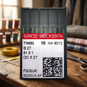 Aiguilles de machine à coudre surjeteuse industrielle Groz-Beckert B27 SKL taille 80/12 DCx27 en acier pour tissus élastiques - Product Image 1