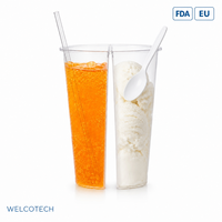 Gobelet en plastique PP jetable personnalisé de 16 oz avec séparateurs, gobelet à compartiments transparent pour crème glacée, café, boissons froides, vente en gros