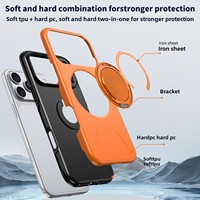 Nouvelle coque de téléphone portable transfrontalière pour Phone 17 Pro Max, deux-en-un, anti-chute, magnétique, rotation à 360°, support amortissant TPUPC