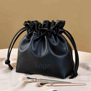 Модные коричневые Пользовательские портативные косметички косметичка Сумка на завязках искусственная кожа косметичка - Product Image 3