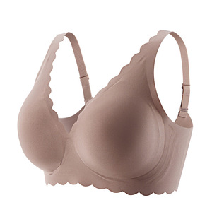 Soutien-gorge tricoté uni respirant en tissu lisse et plissé, grande taille, anti-affaissement, coupe 3/4, pour femme, usage quotidien, style international - Product Image 5