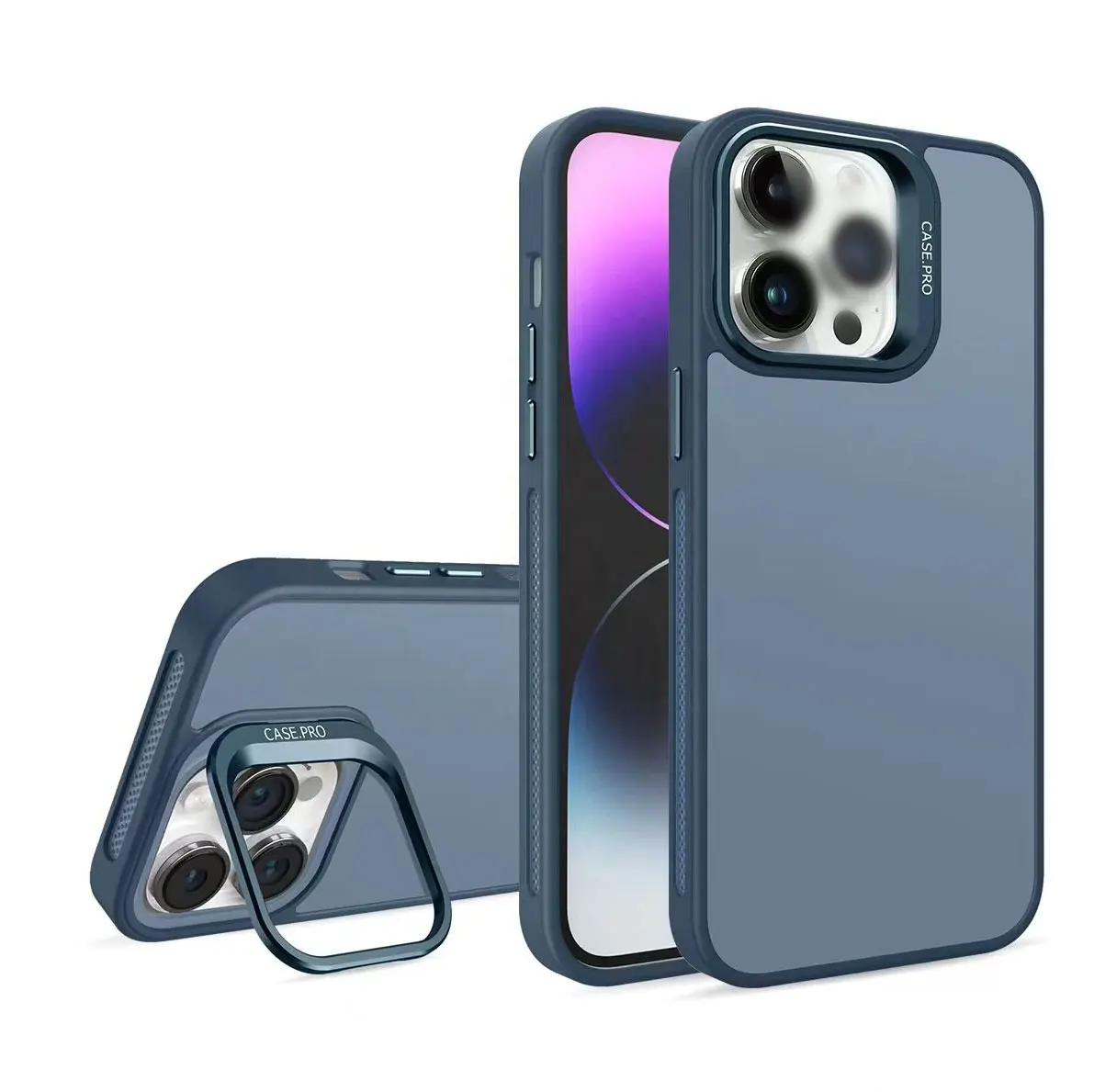 Più recente per il caso di iPhone in gomma smerigliata custodie per telefono per iPhone 15 Pro Max Case Mate di lusso cavalletto con supporto per fotocamera in metallo