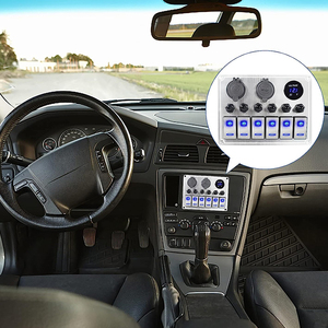 Dc 12V/24V 6 gang nhôm bạc Rocker bảng chuyển đổi với Vôn kế 4.2A kép <span class=keywords><strong>USB</strong></span> sạc cổng ổ cắm điện cho xe thuyền - Product Image 4